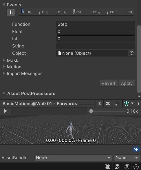 Unity Event Animation Walk