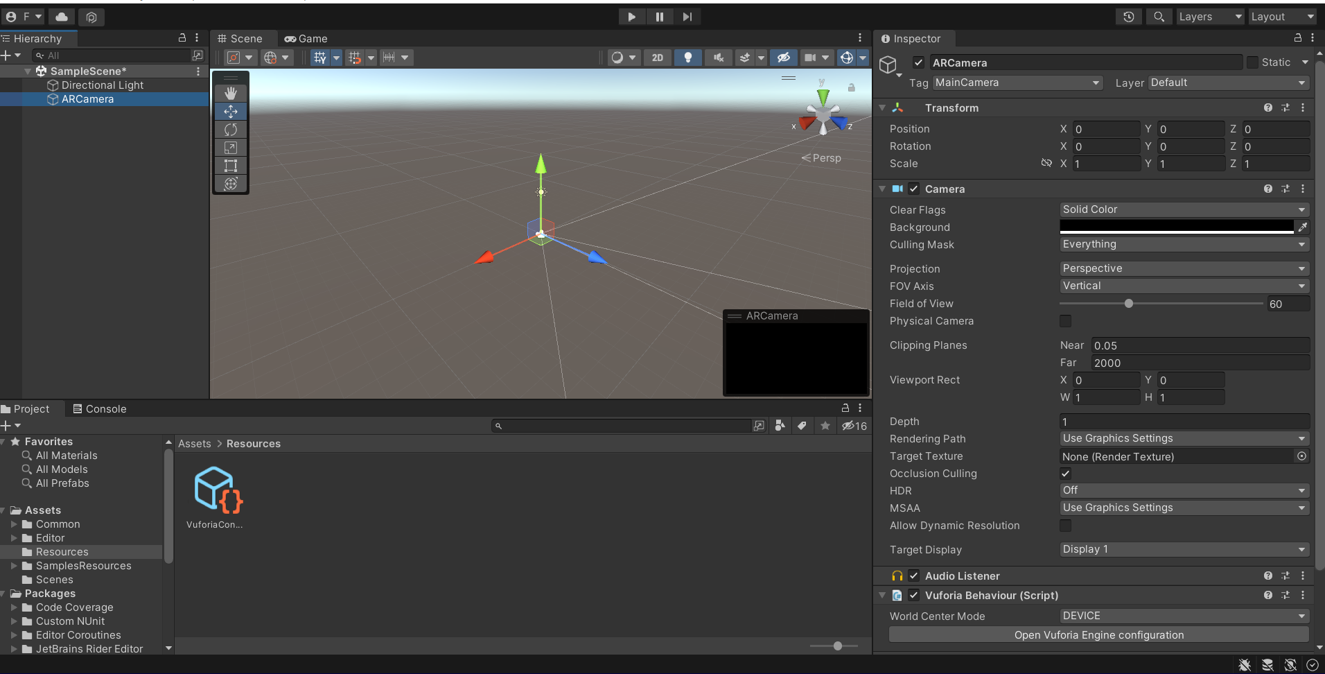 Vuforia Environment Unity Configuration